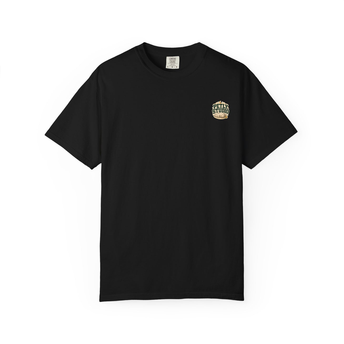 Petly Studio Cat T-Shirt — Retro Logo Tee with Cute Sleeping Cat