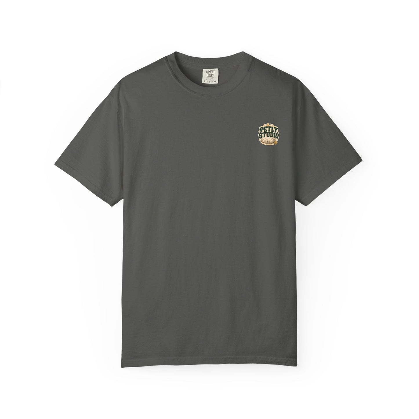 Petly Studio Cat T-Shirt — Retro Logo Tee with Cute Sleeping Cat