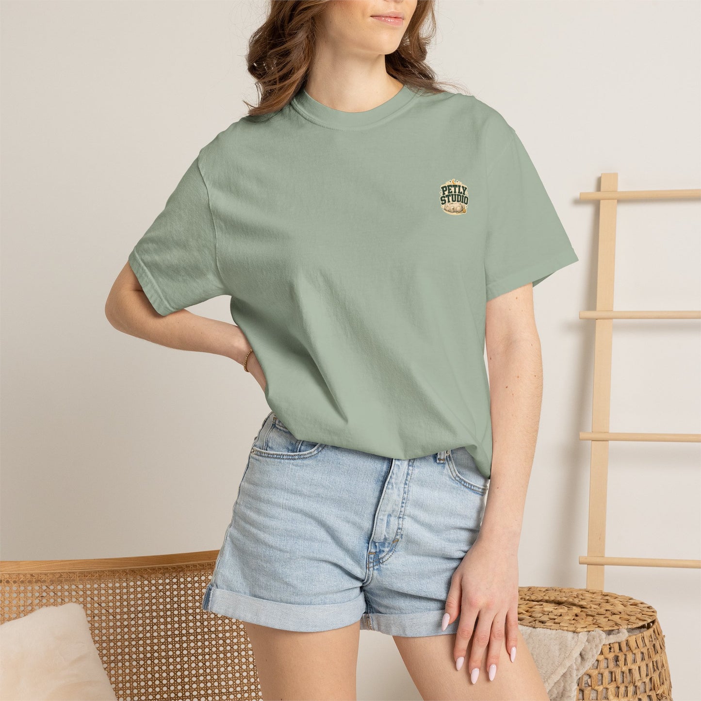 Petly Studio Cat T-Shirt — Retro Logo Tee with Cute Sleeping Cat
