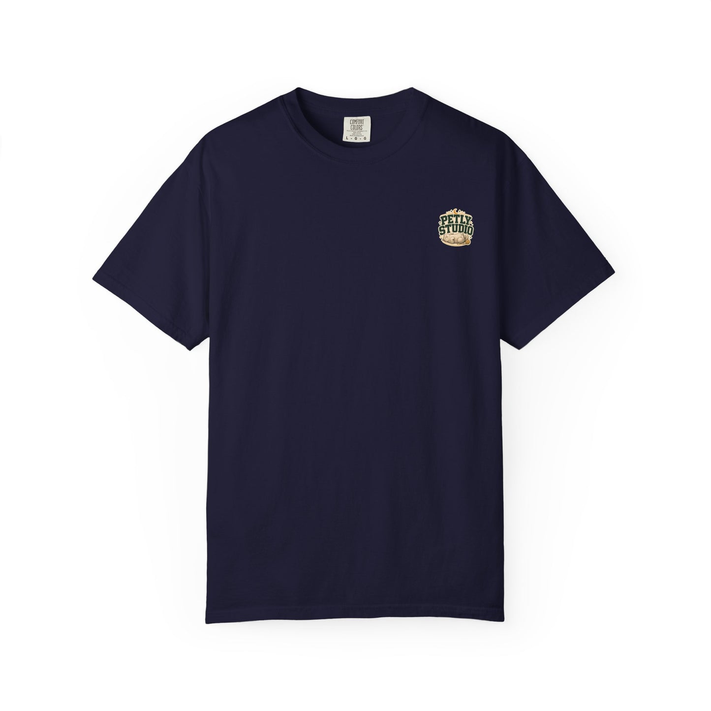 Petly Studio Cat T-Shirt — Retro Logo Tee with Cute Sleeping Cat