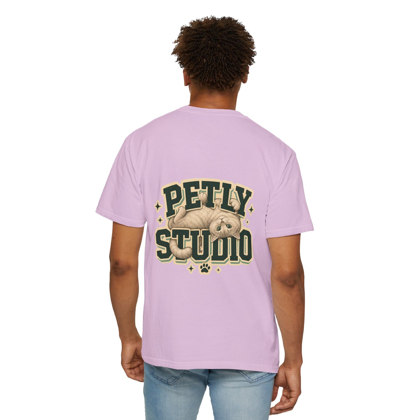Petly Studio Cat T-Shirt — Retro Logo Tee with Cute Sleeping Cat