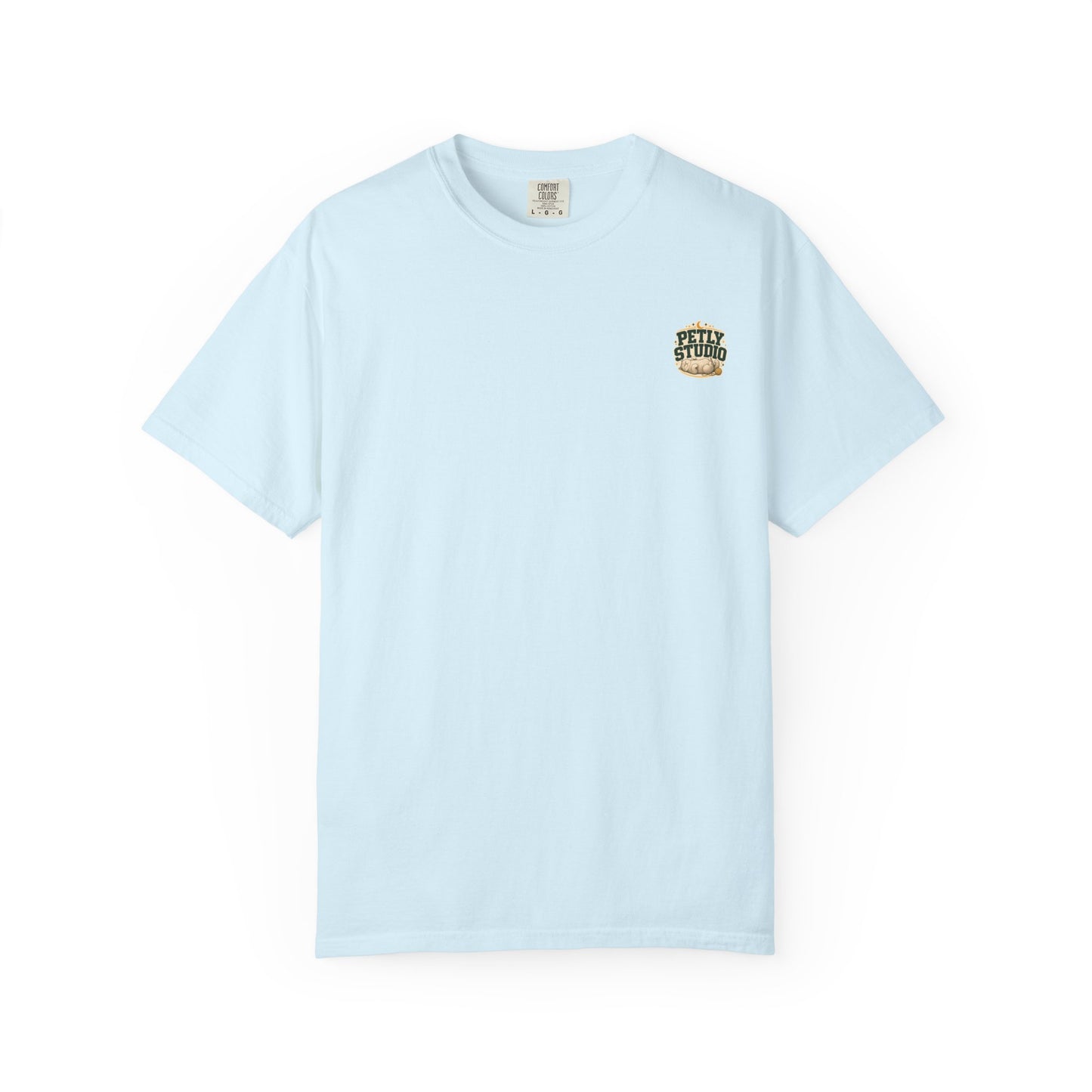 Petly Studio Cat T-Shirt — Retro Logo Tee with Cute Sleeping Cat