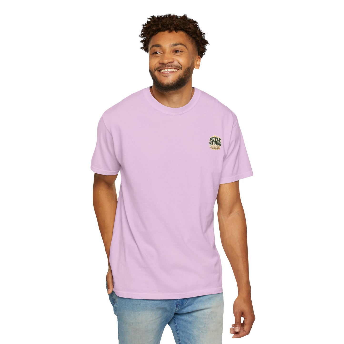 Petly Studio Cat T-Shirt — Retro Logo Tee with Cute Sleeping Cat
