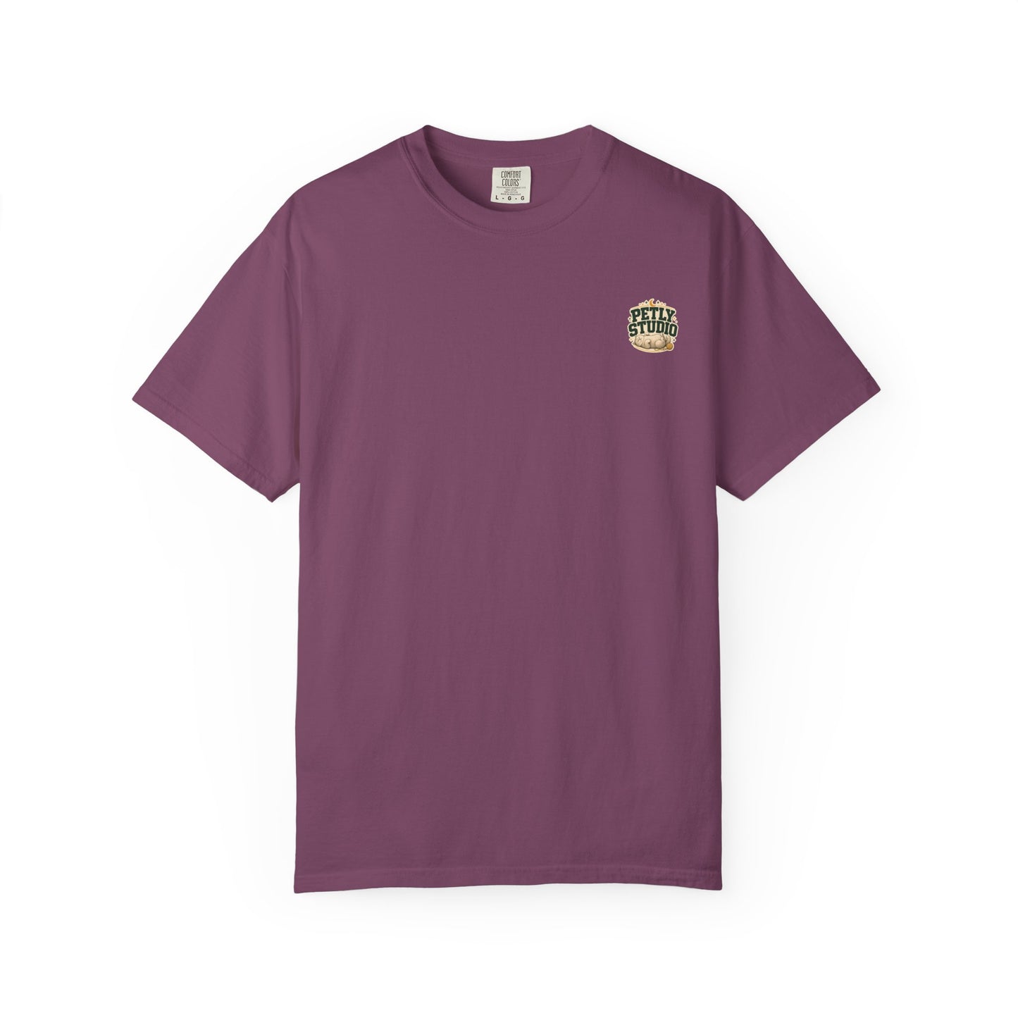 Petly Studio Cat T-Shirt — Retro Logo Tee with Cute Sleeping Cat