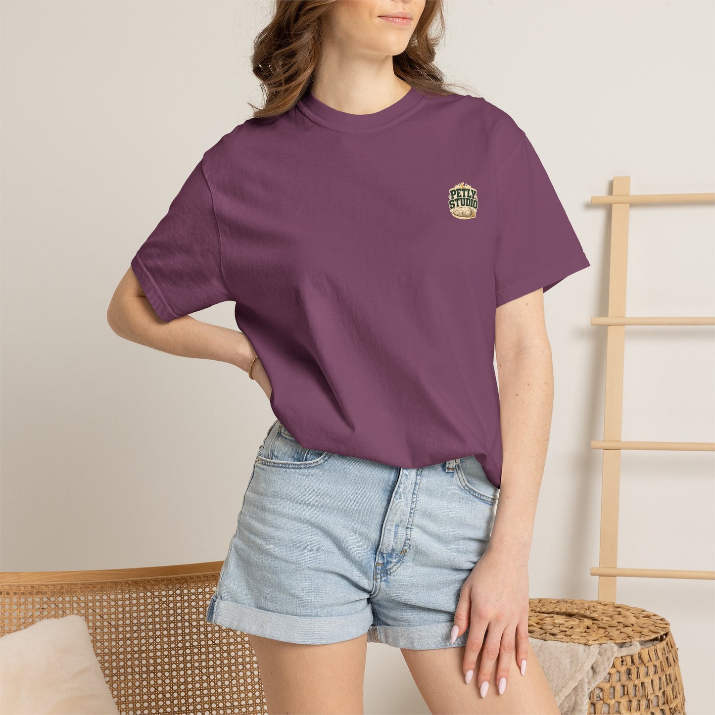 Petly Studio Cat T-Shirt — Retro Logo Tee with Cute Sleeping Cat