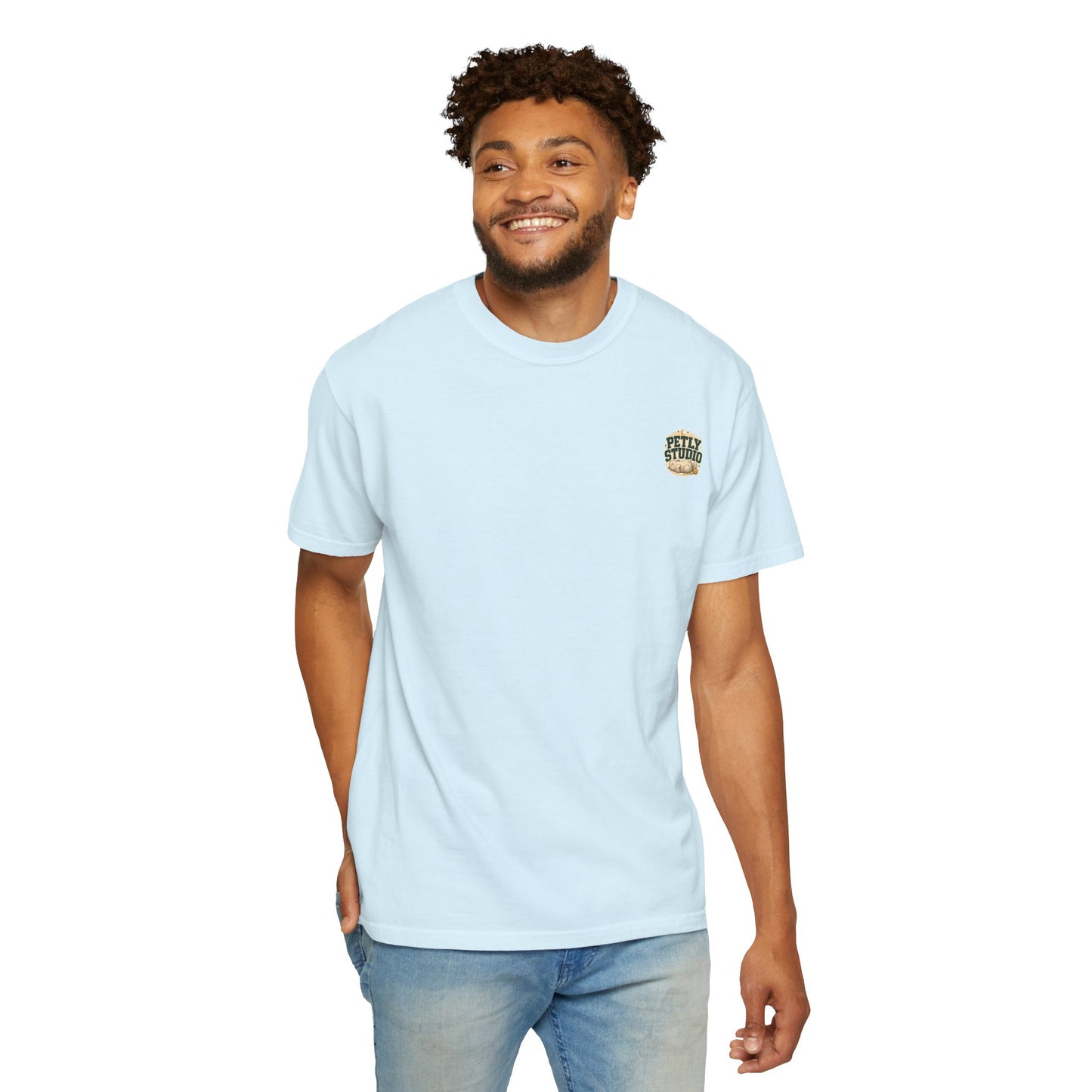 Petly Studio Cat T-Shirt — Retro Logo Tee with Cute Sleeping Cat