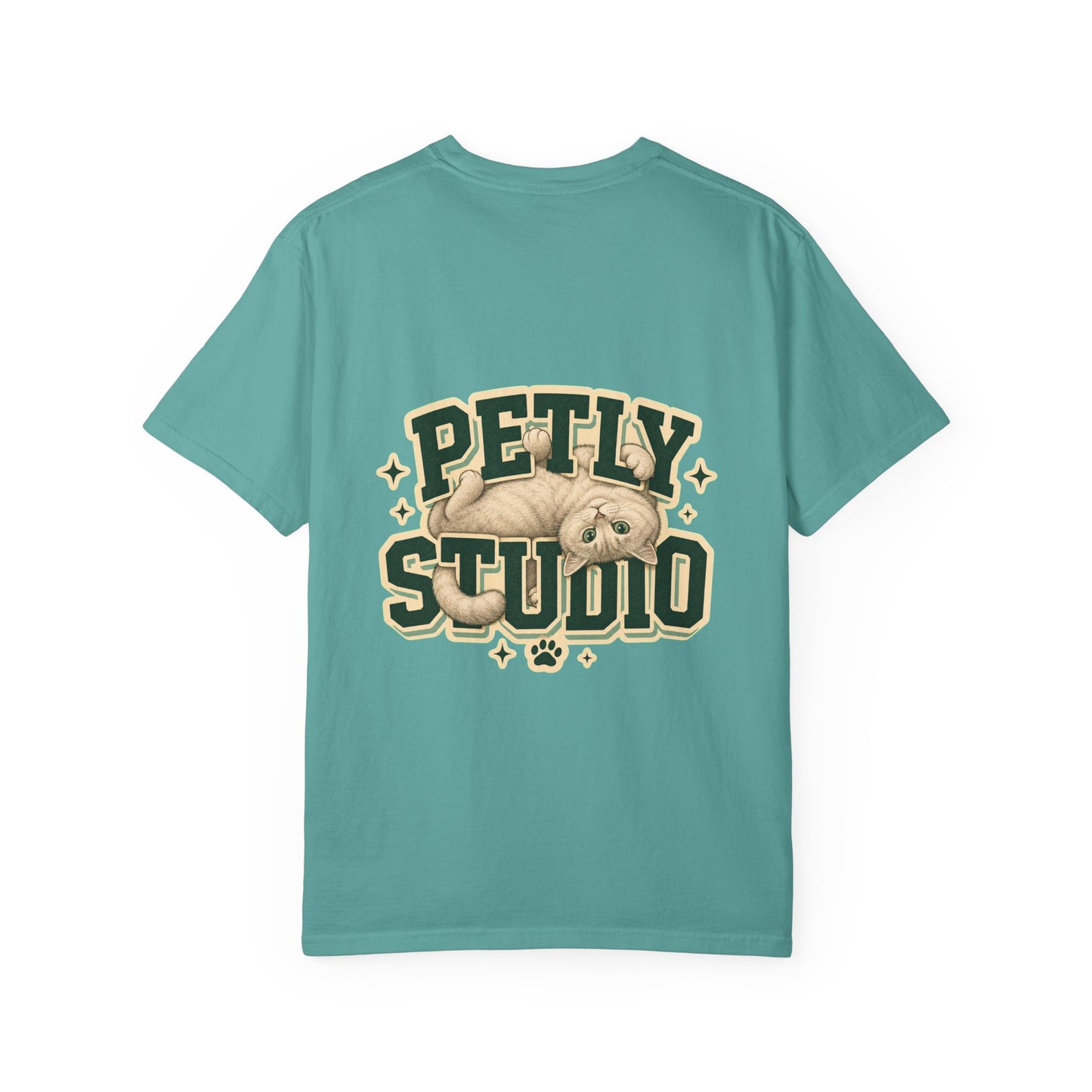 Petly Studio Cat T-Shirt — Retro Logo Tee with Cute Sleeping Cat
