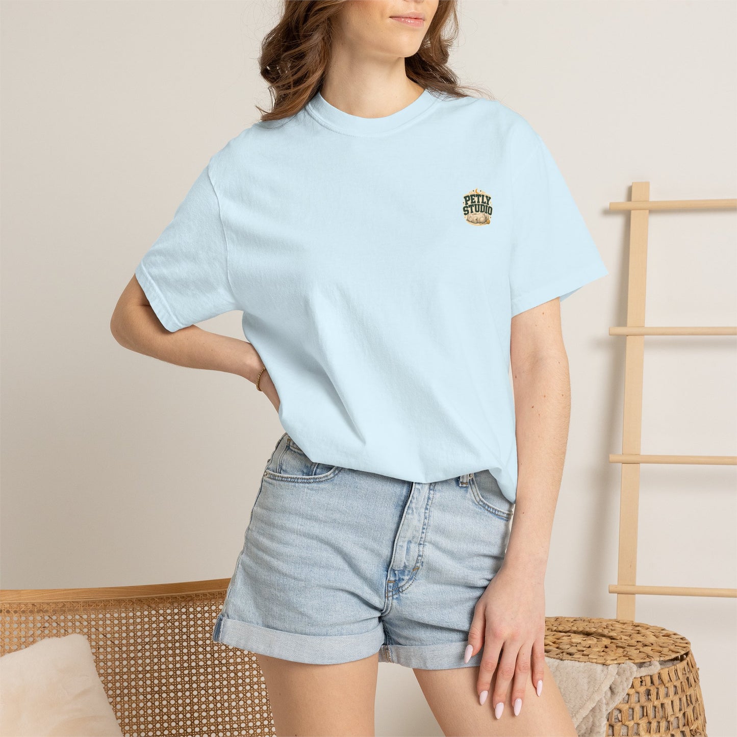 Petly Studio Cat T-Shirt — Retro Logo Tee with Cute Sleeping Cat