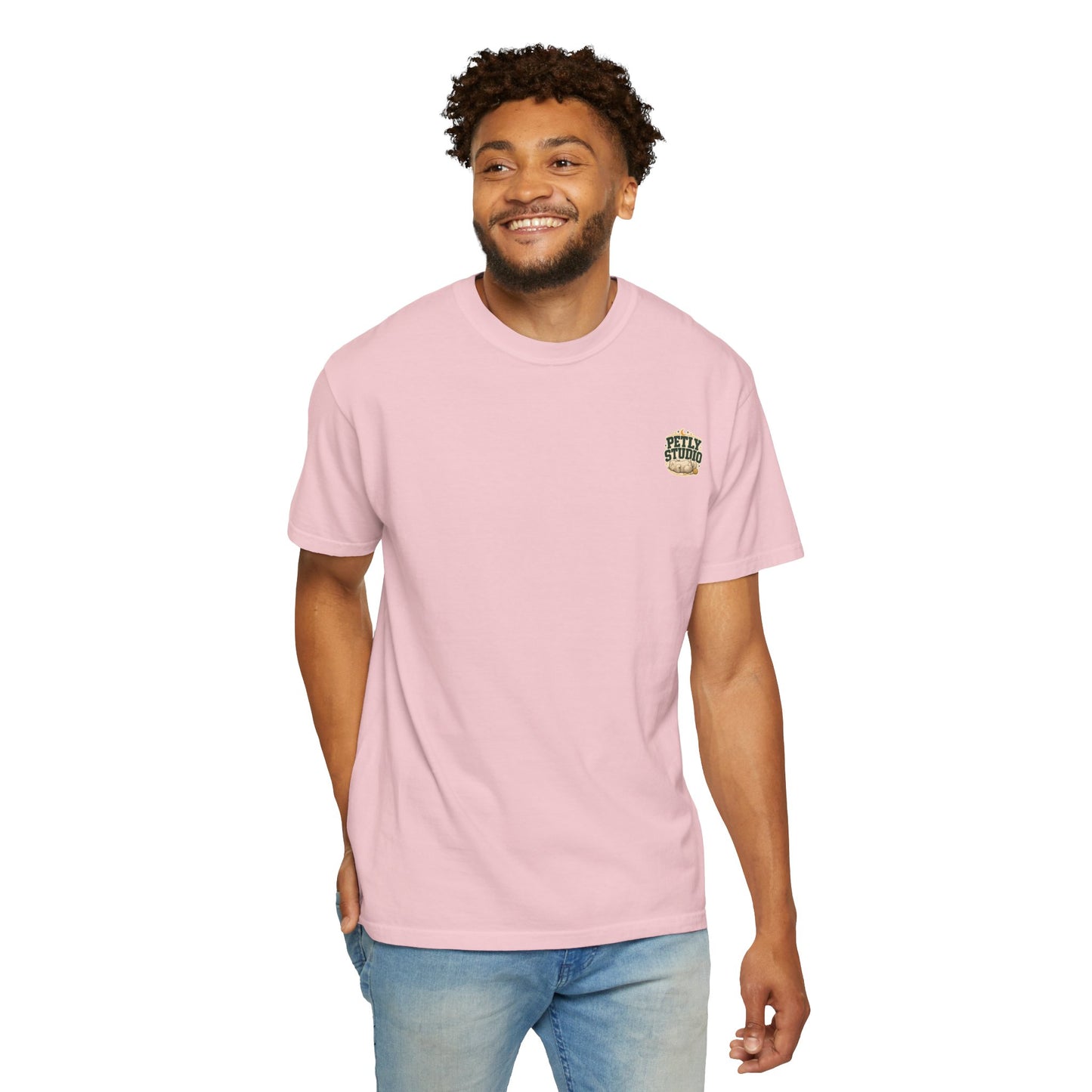 Petly Studio Cat T-Shirt — Retro Logo Tee with Cute Sleeping Cat