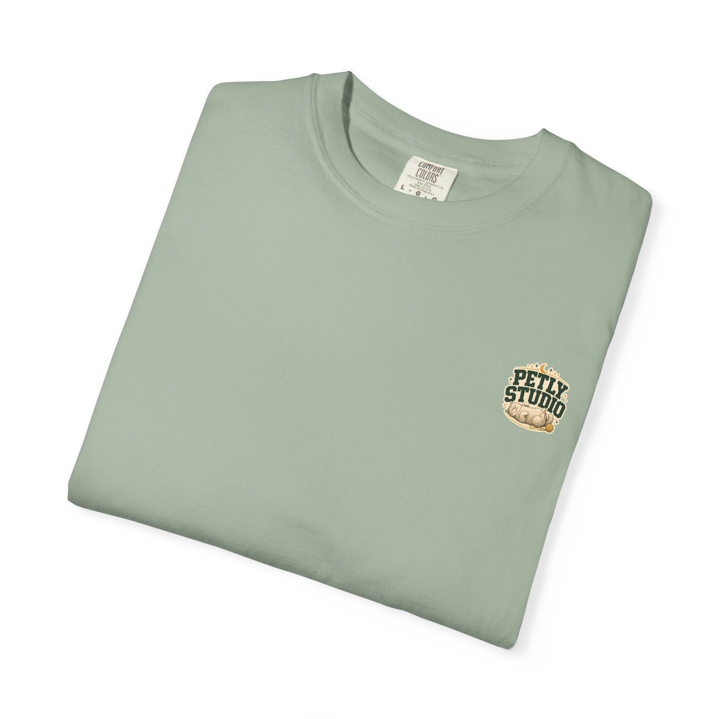 Petly Studio Cat T-Shirt — Retro Logo Tee with Cute Sleeping Cat