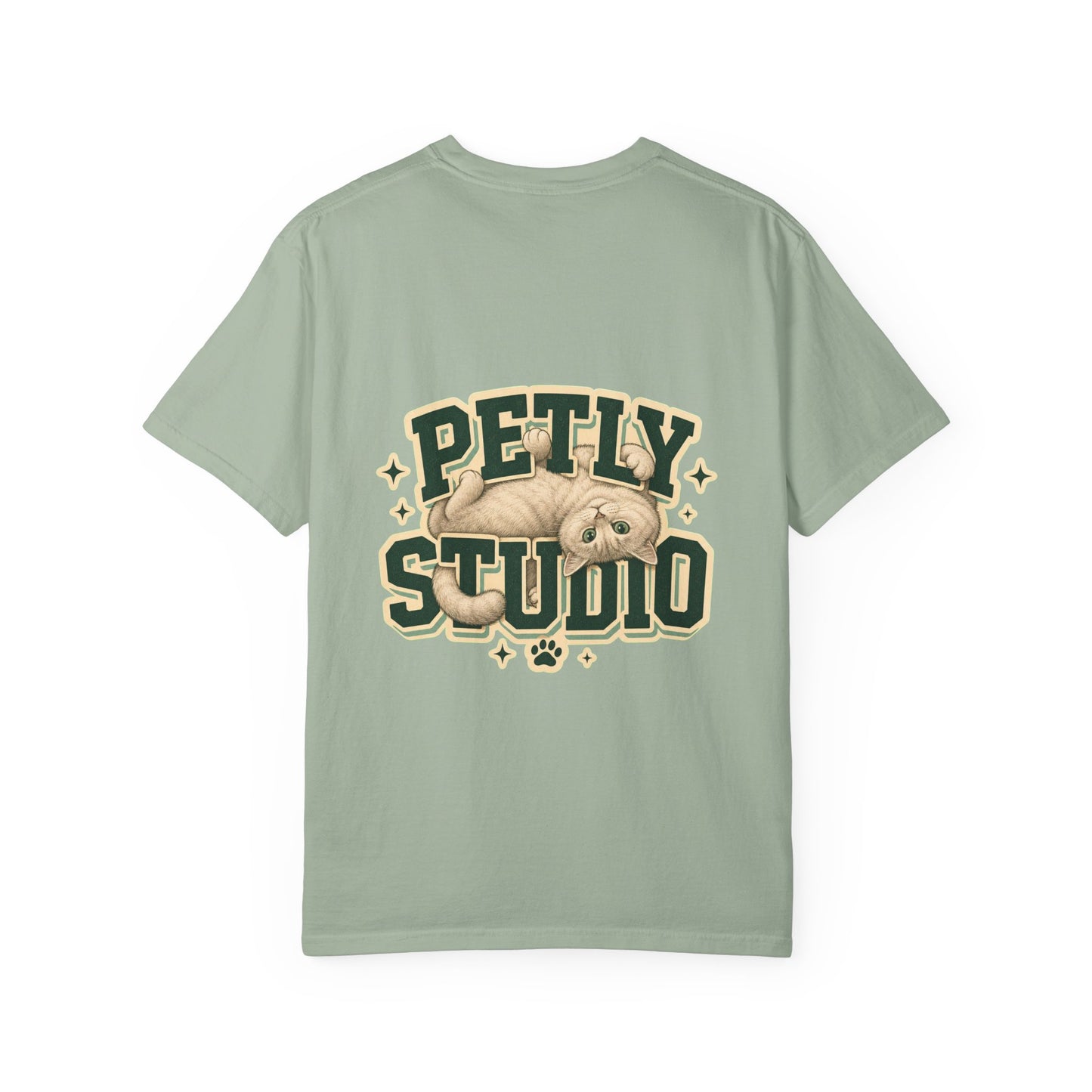 Petly Studio Cat T-Shirt — Retro Logo Tee with Cute Sleeping Cat