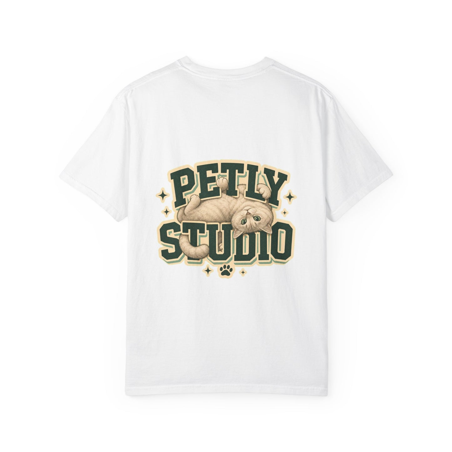 Petly Studio Cat T-Shirt — Retro Logo Tee with Cute Sleeping Cat