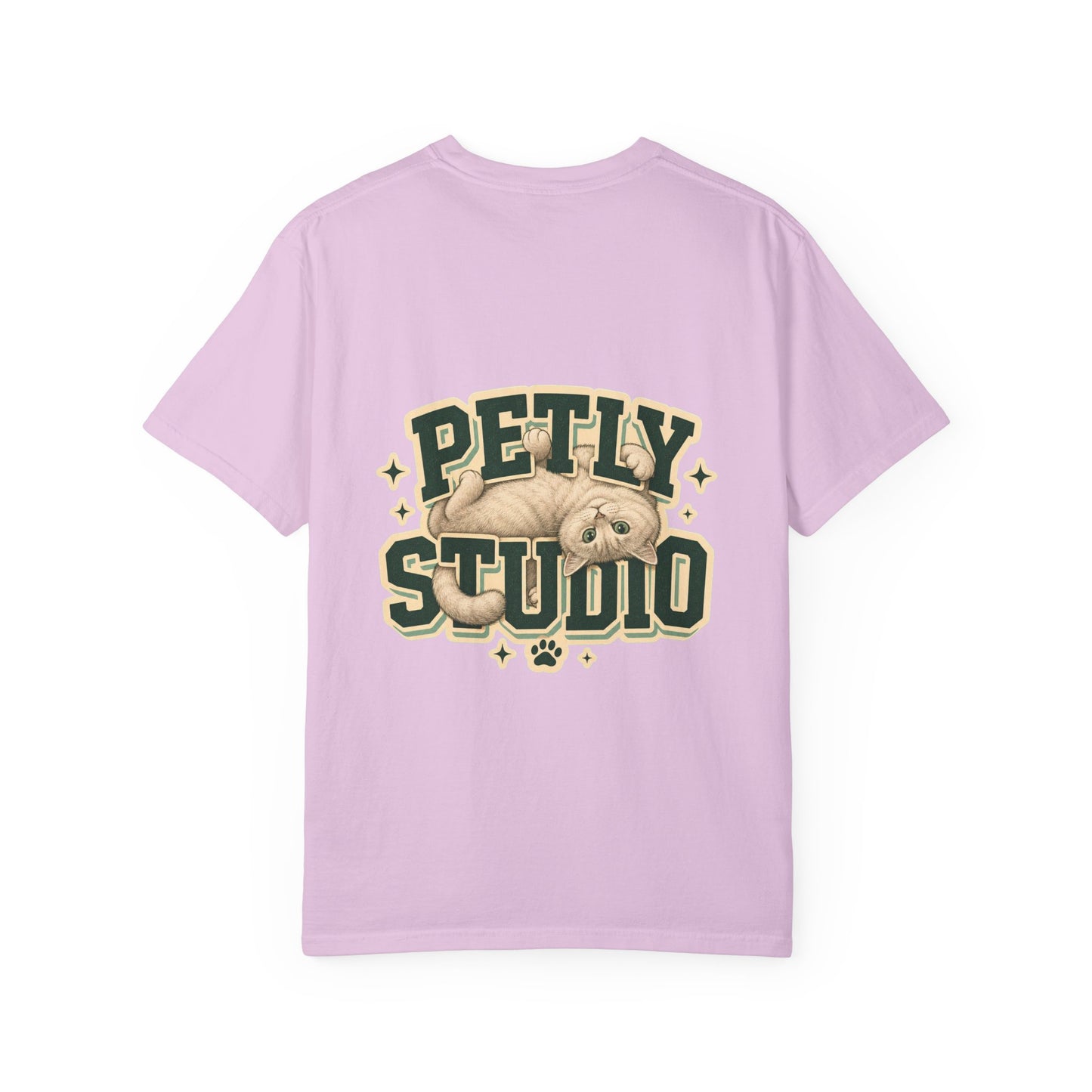 Petly Studio Cat T-Shirt — Retro Logo Tee with Cute Sleeping Cat