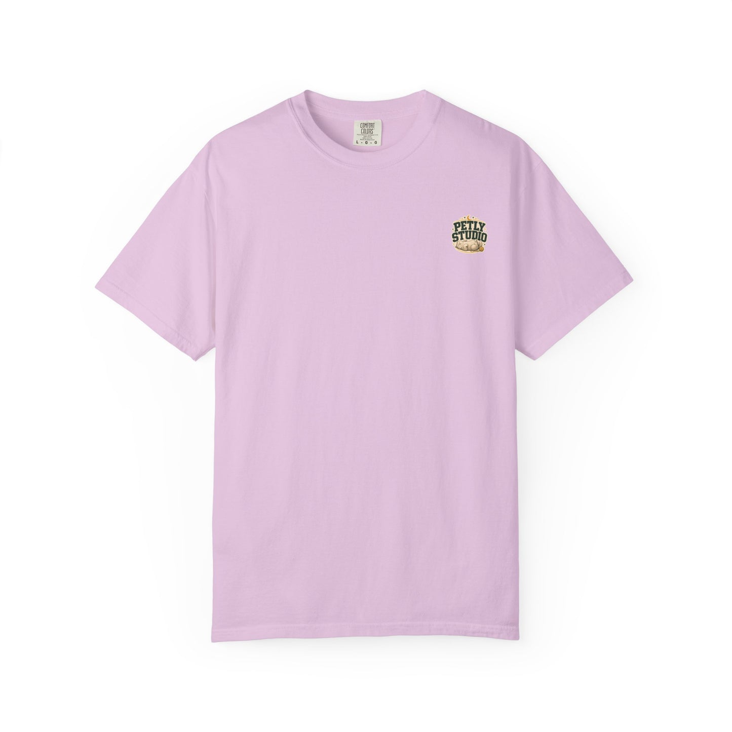Petly Studio Cat T-Shirt — Retro Logo Tee with Cute Sleeping Cat