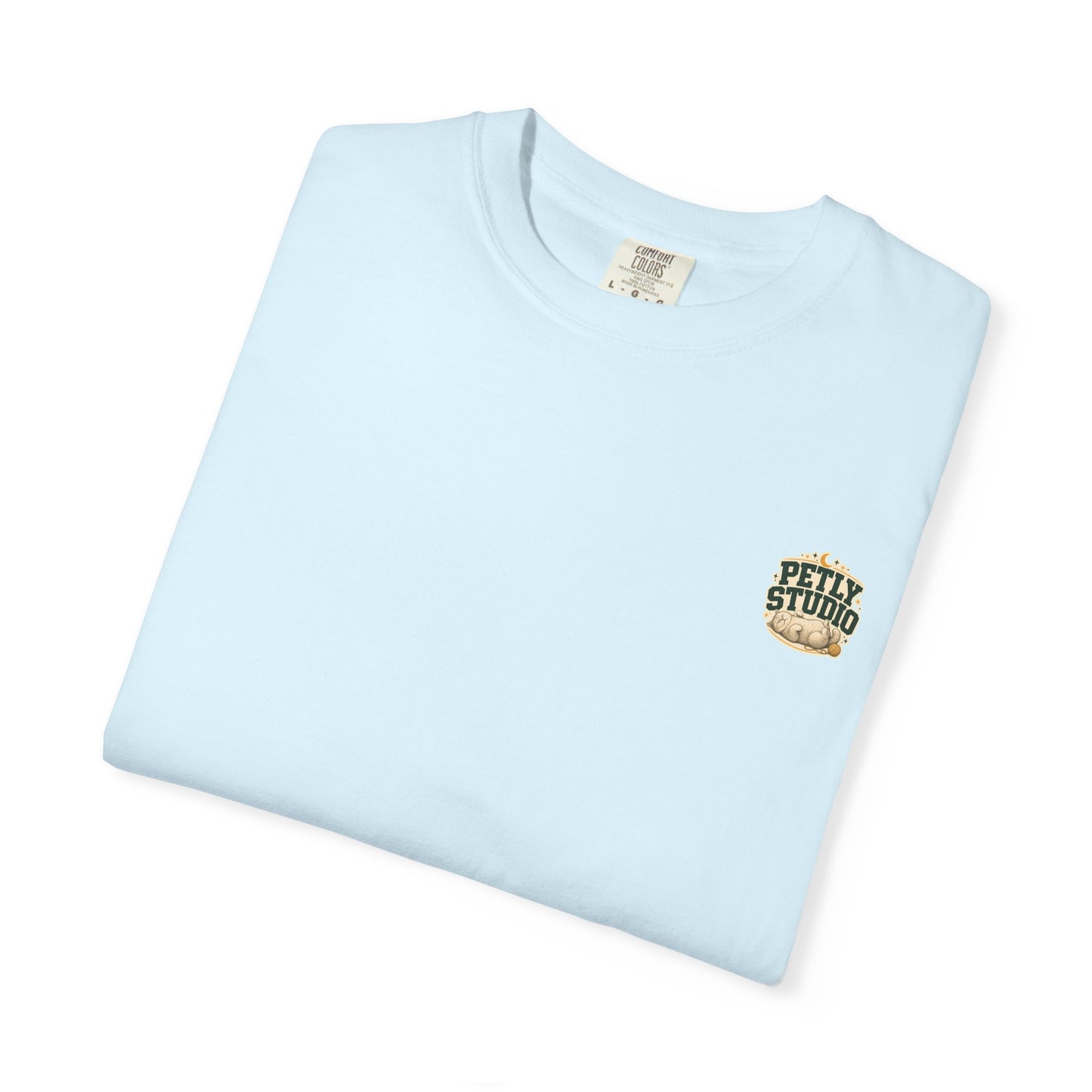 Petly Studio Cat T-Shirt — Retro Logo Tee with Cute Sleeping Cat