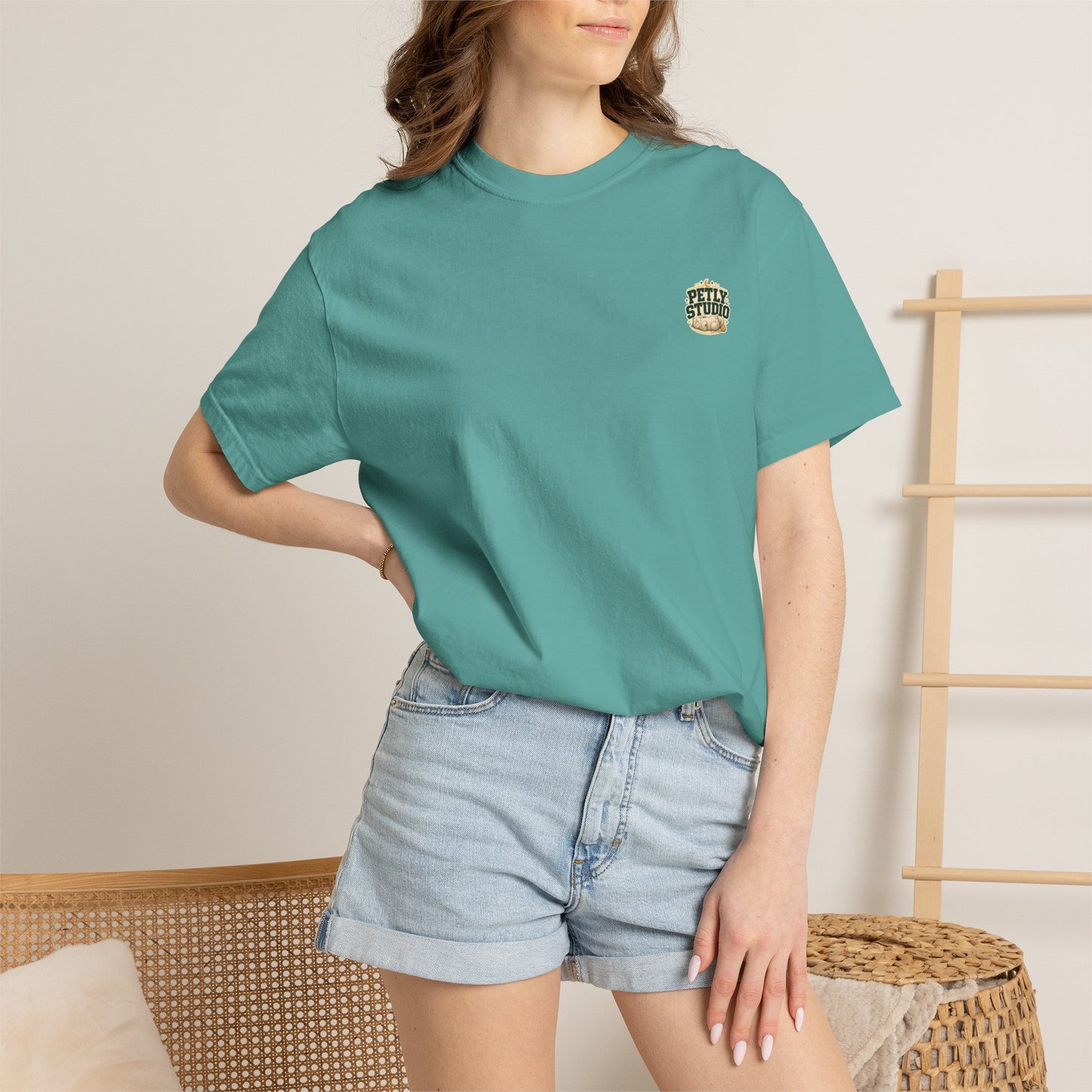 Petly Studio Cat T-Shirt — Retro Logo Tee with Cute Sleeping Cat