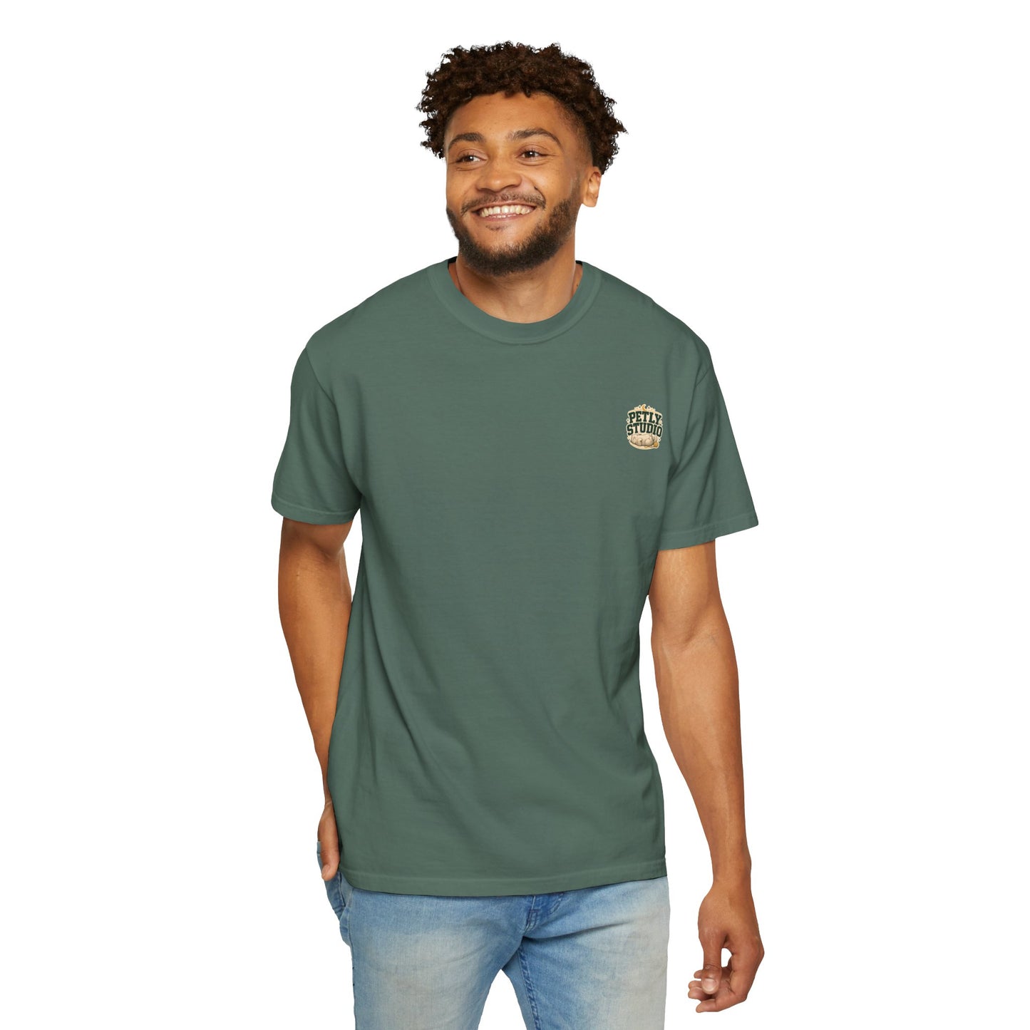 Petly Studio Cat T-Shirt — Retro Logo Tee with Cute Sleeping Cat
