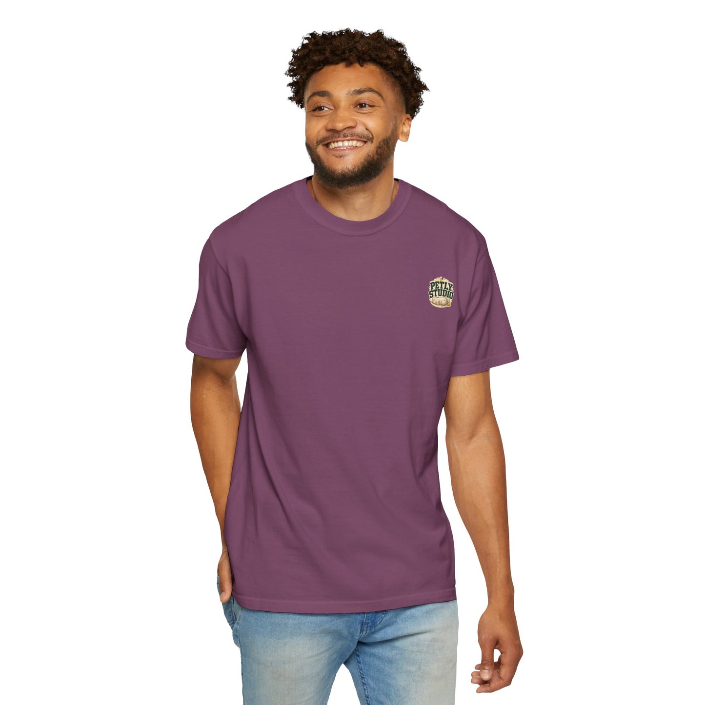 Petly Studio Cat T-Shirt — Retro Logo Tee with Cute Sleeping Cat