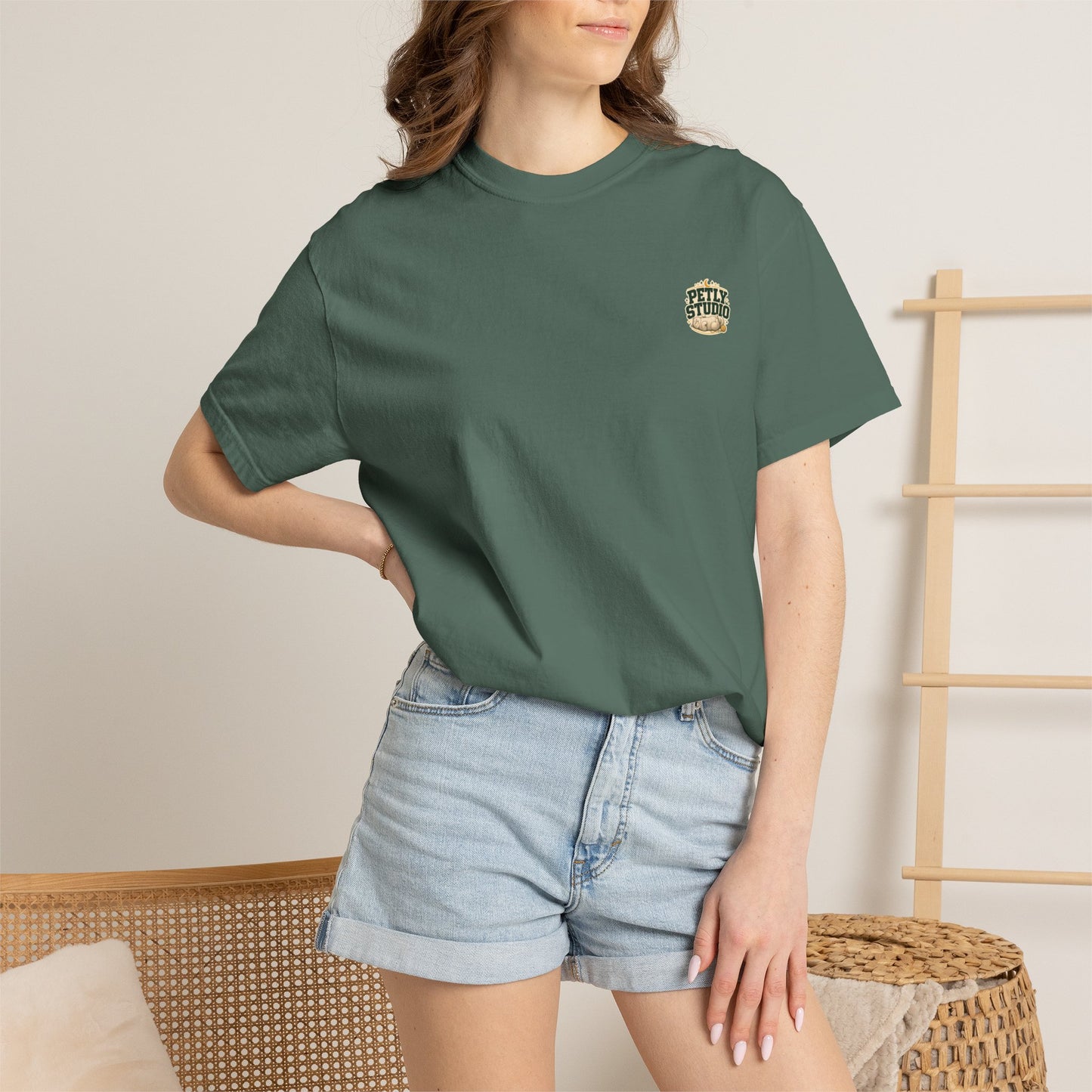 Petly Studio Cat T-Shirt — Retro Logo Tee with Cute Sleeping Cat