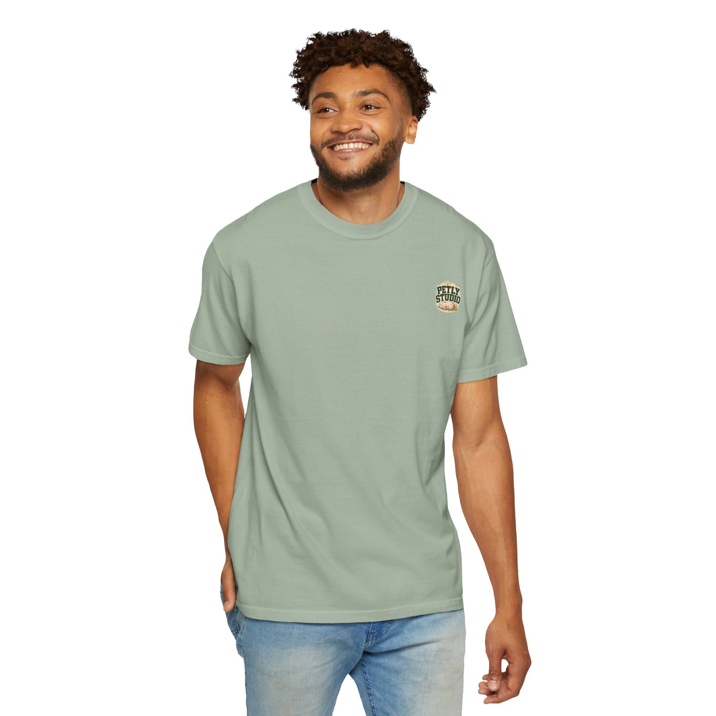 Petly Studio Cat T-Shirt — Retro Logo Tee with Cute Sleeping Cat