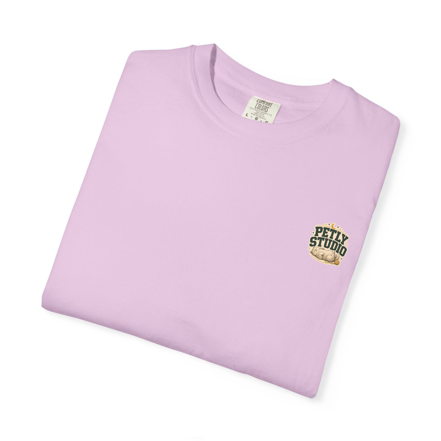Petly Studio Cat T-Shirt — Retro Logo Tee with Cute Sleeping Cat