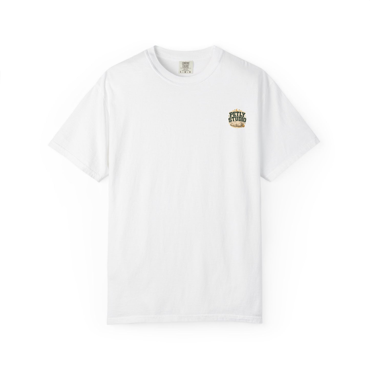 Petly Studio Cat T-Shirt — Retro Logo Tee with Cute Sleeping Cat