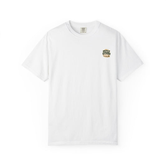 Petly Studio Cat T-Shirt — Retro Logo Tee with Cute Sleeping Cat