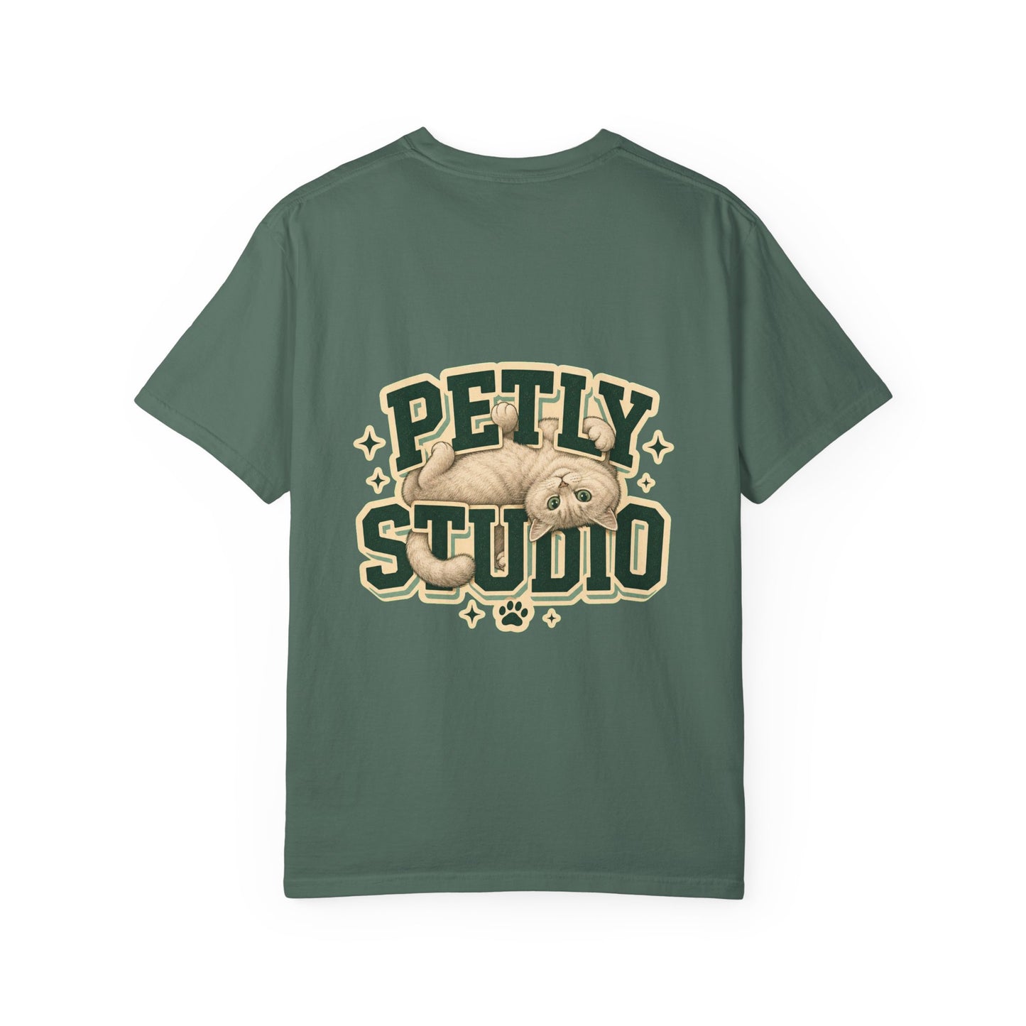 Petly Studio Cat T-Shirt — Retro Logo Tee with Cute Sleeping Cat