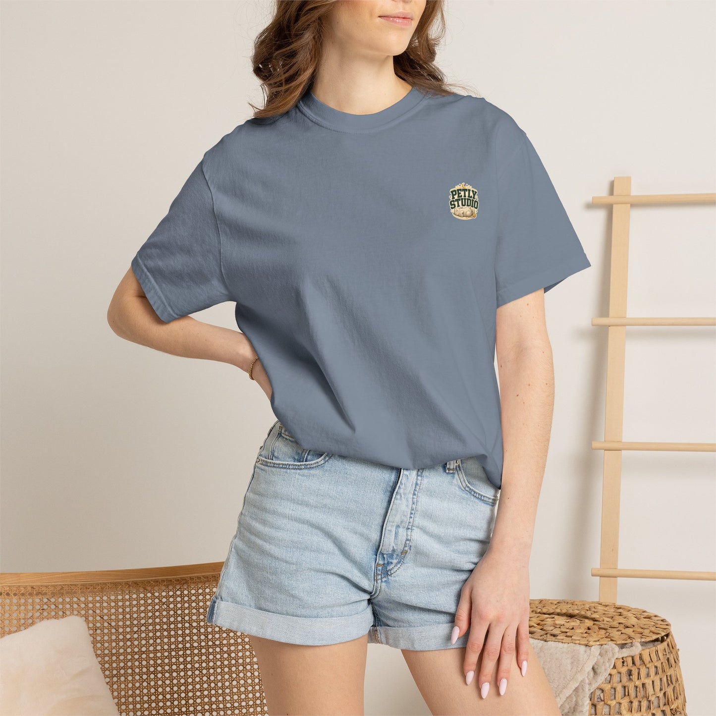Petly Studio Cat T-Shirt — Retro Logo Tee with Cute Sleeping Cat