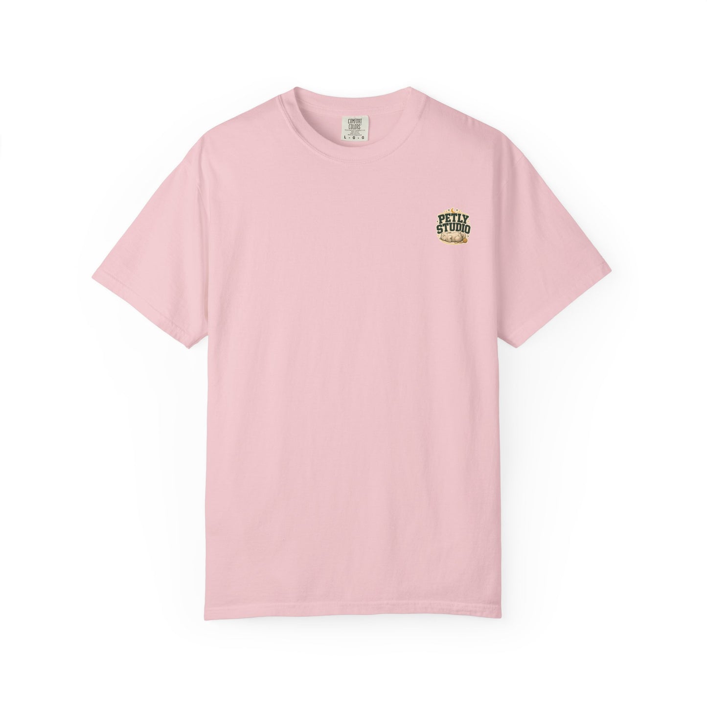Petly Studio Cat T-Shirt — Retro Logo Tee with Cute Sleeping Cat