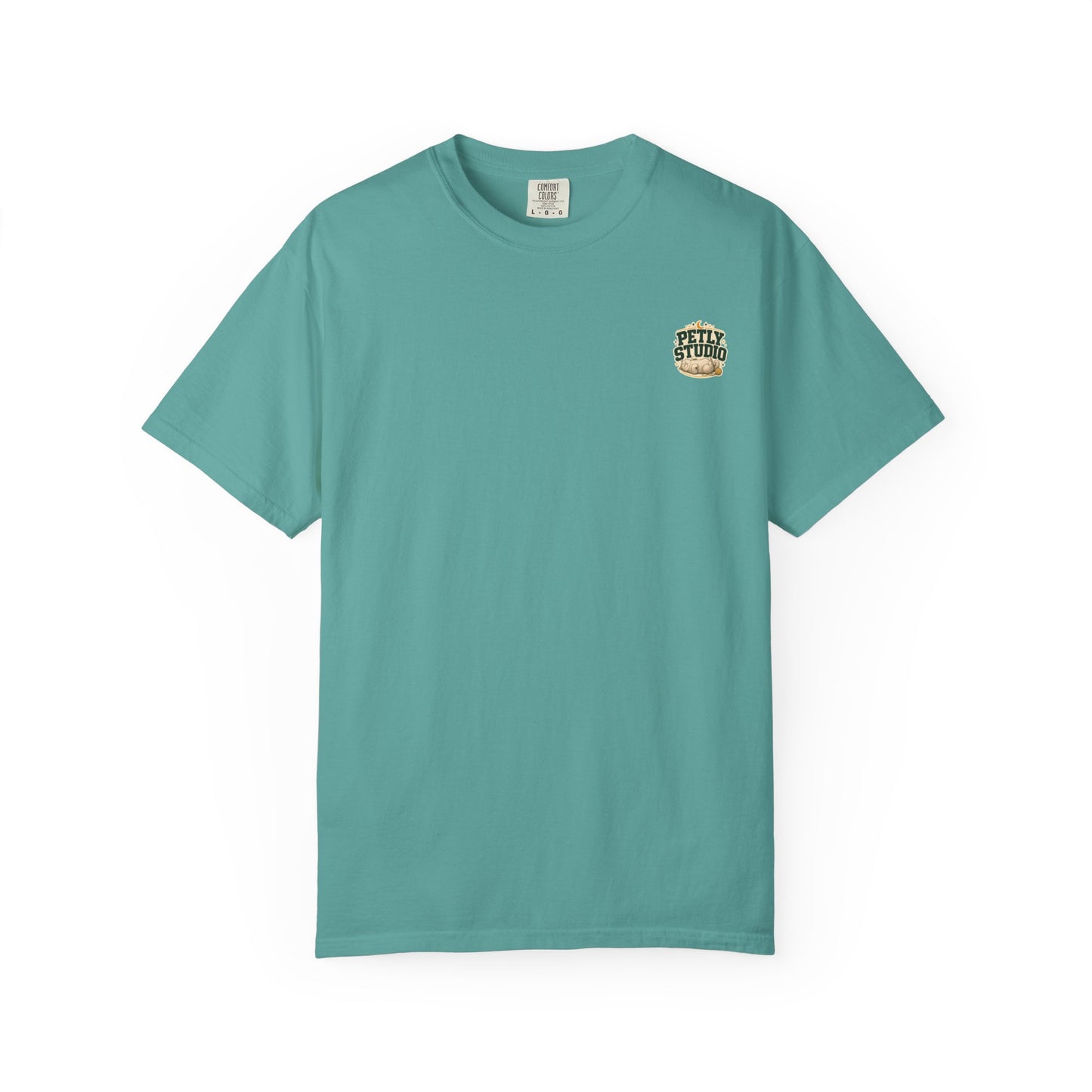 Petly Studio Cat T-Shirt — Retro Logo Tee with Cute Sleeping Cat