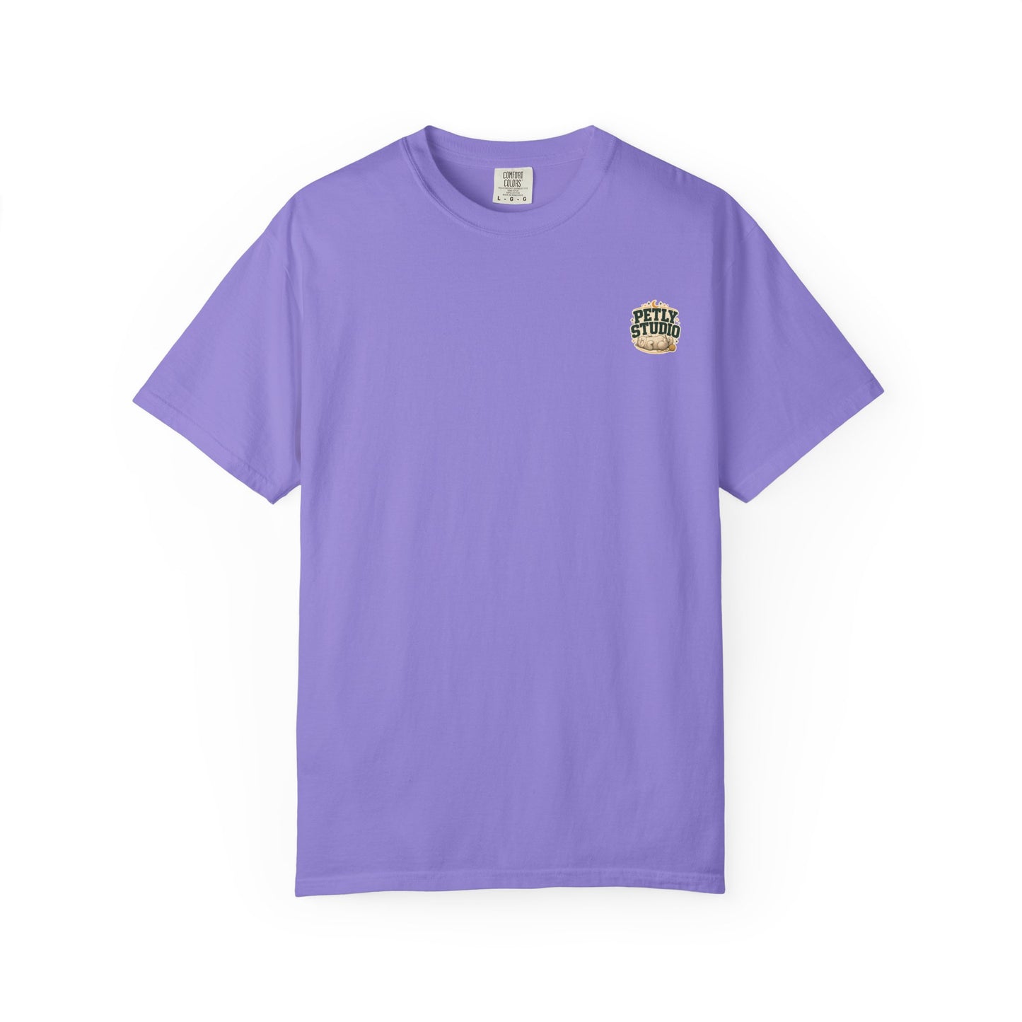 Petly Studio Cat T-Shirt — Retro Logo Tee with Cute Sleeping Cat