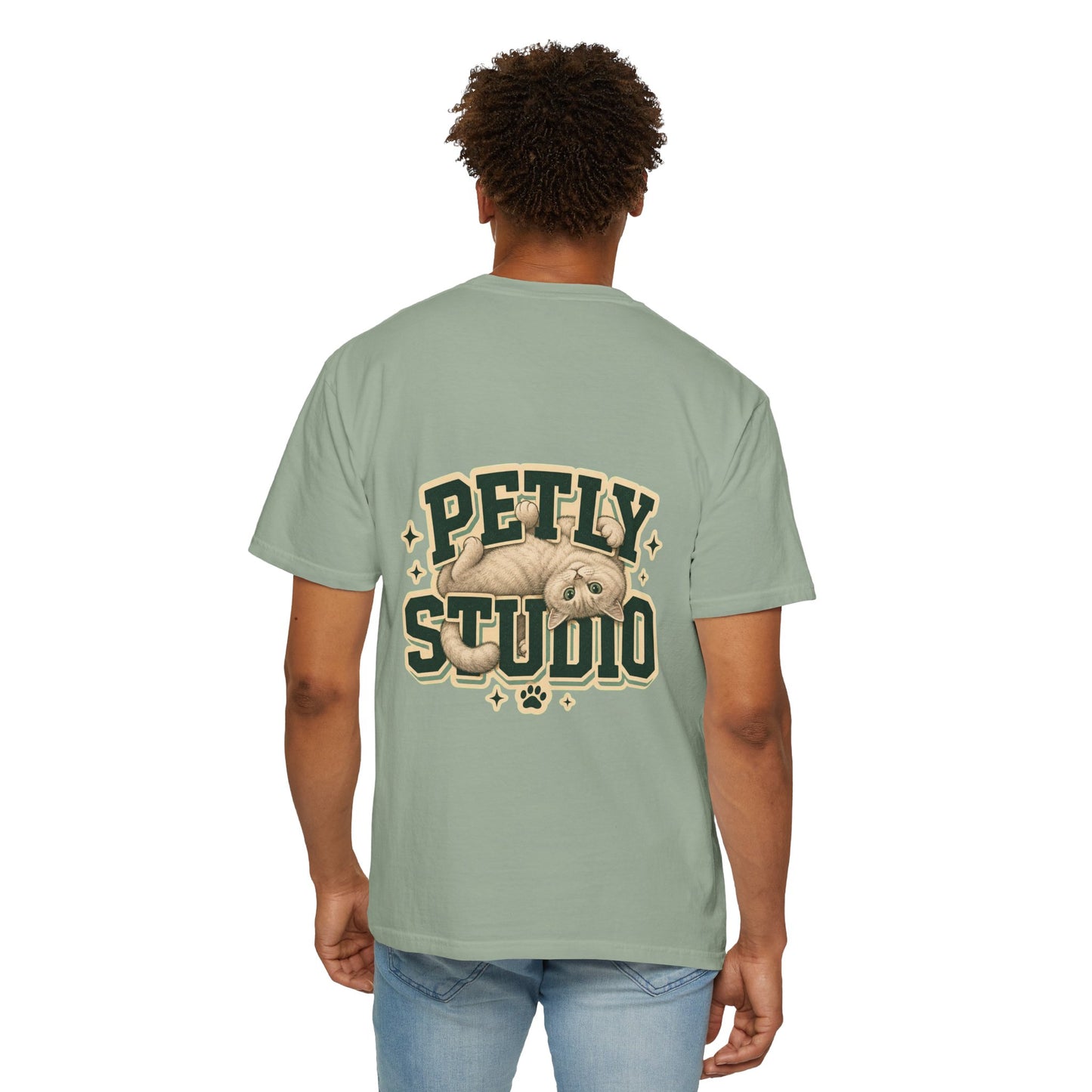 Petly Studio Cat T-Shirt — Retro Logo Tee with Cute Sleeping Cat